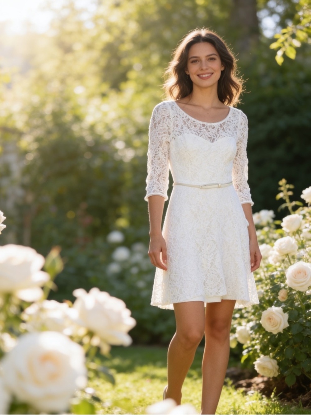 WHBM White Lace A-Line party or homecoming Dress size 8
